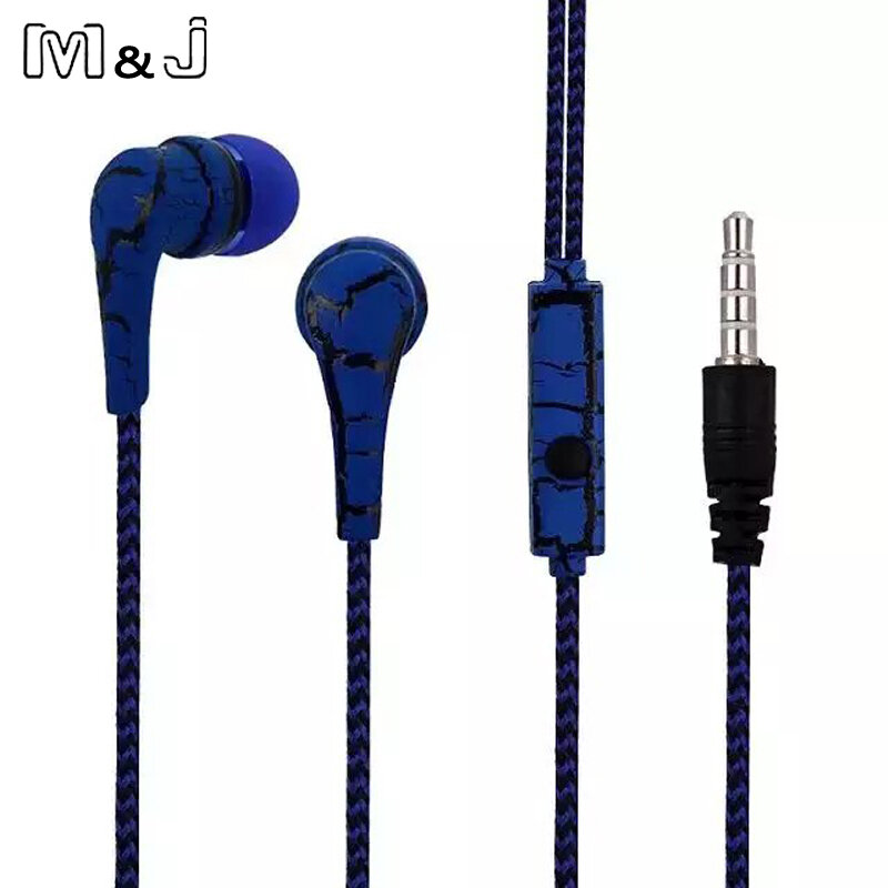 M & J-auriculares originales para teléfonos móviles, audífonos con diseño de grietas de hielo con micrófono para iPhone, Samsung y xiaomi