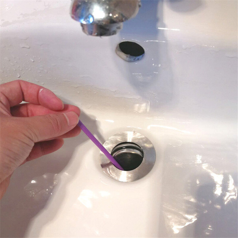 Sani 스틱 실용적인 파이프라인 욕조 오염 제거 배수구 주방 싱크대 필터, 하수구 청소 막대, 12 개/세트