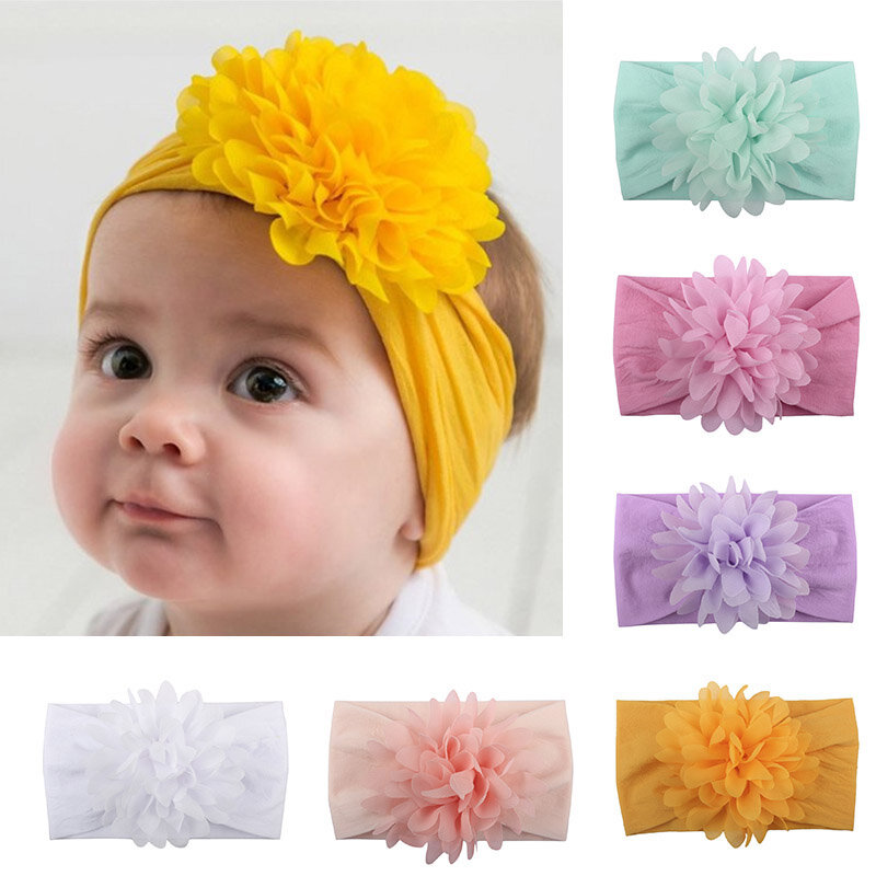 Lovely Baby Headband Turban Flower Newborn Baby Girl Headbands Elastic Kids Toddler Hair Band haarband Baby Hair Accessories