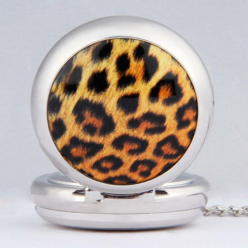Маленькие размеры модные повседневные кварцевые часы с леопардовым принтом ретро карманные часы с necklace ем