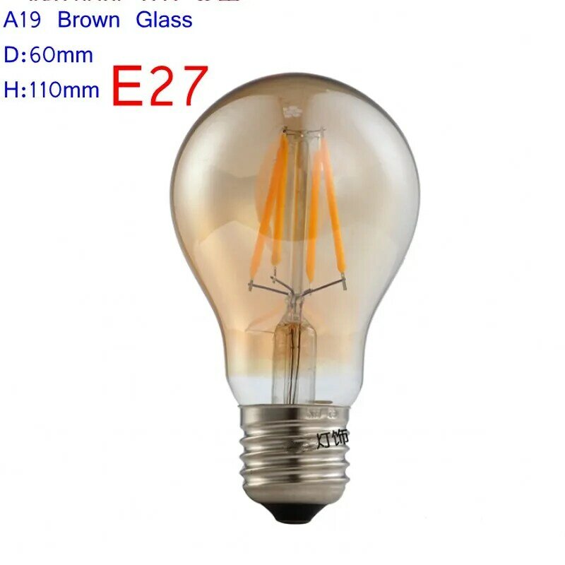 Винтажная светодиодный ная лампа Эдисона ST64, A60, A19, G80, G95, G125, Шариковая лампа с золотым оттенком, E27, 2 Вт, 4 Вт, 6 Вт, 8 Вт светильник Теплый, с регулируемой яркостью