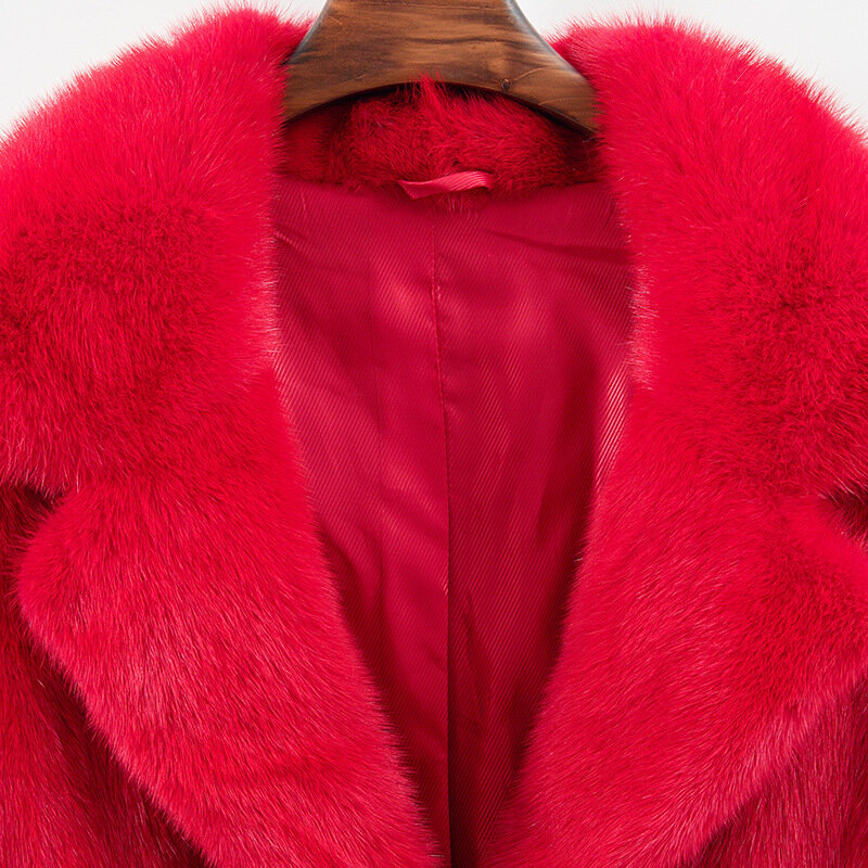 Abrigo de piel sintética de visón grueso y cálido para mujer estilo europeo 2018, abrigo de piel gruesa informal para mujer, abrigo largo X