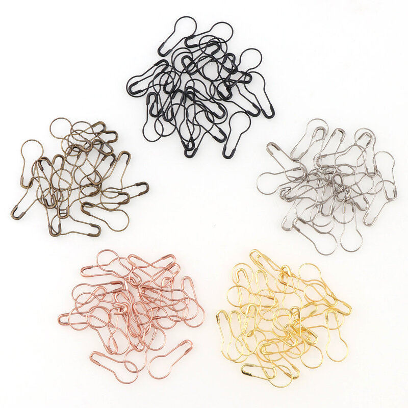 100 sztuk metalowe kołki tykwa gurda kształt gruszki bezpieczeństwa metalowe klipsy Knitting Stitch Marker Tag Hangtag Pins zapięcie Craft DIY