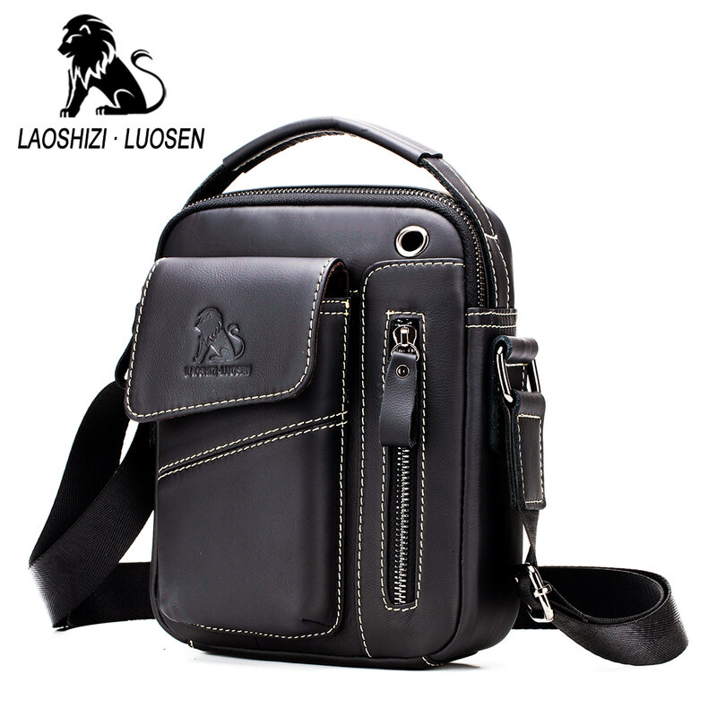 New Brand Genuine Leather Man Messenger Shoulder Bags Small Vintage Cowhide Crossbody For Male Men's Casual Tote Handbag