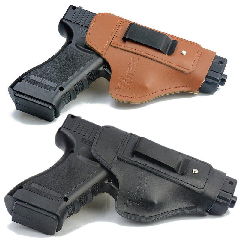 Funda de cuero para pistola de transporte oculta, carcasa con Clip para pistolas Glock 17 19 22 23 43 Sig Sauer P226 P229 Ruger Beretta 92 M92 s & w