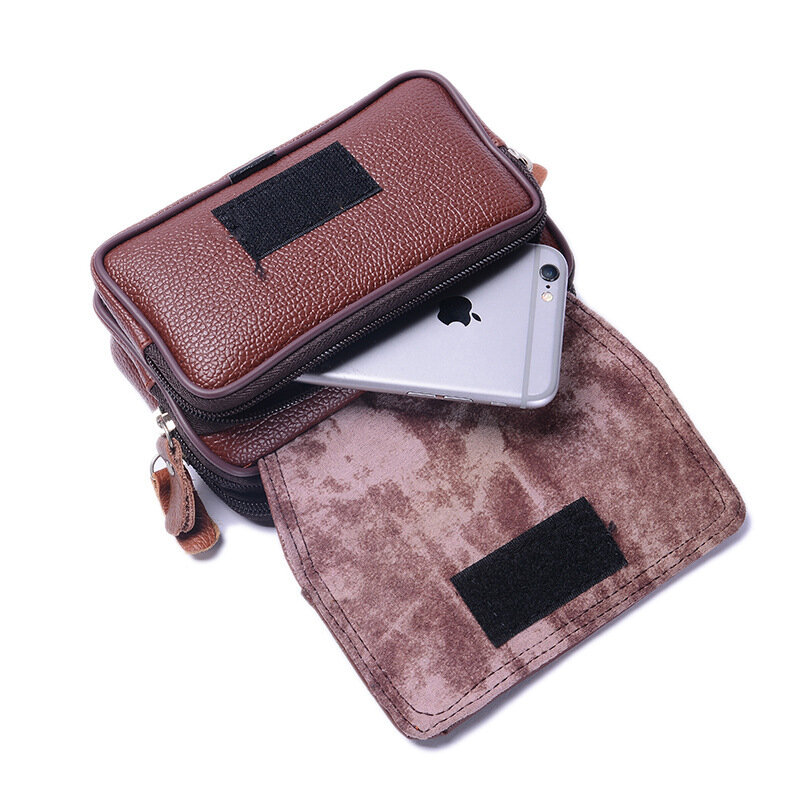 Customized Bag 2024 New PU Leather Vintage Waist Pack Multi-function Phone Coin Waist Bag Wearable Belt Outdoor Wallet Men Women