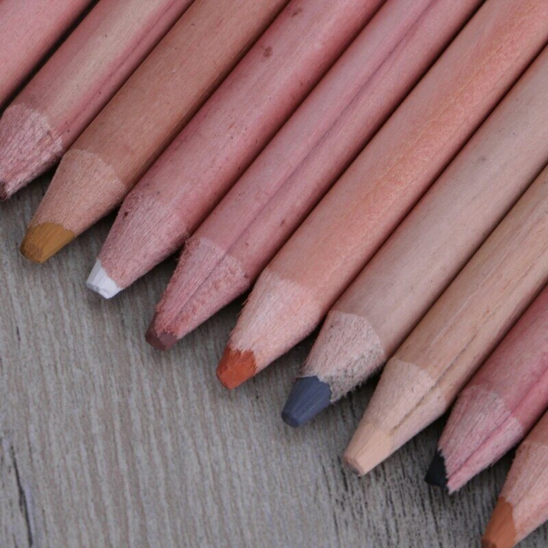 12Pcs Professional Soft Pastel Pencils Wood Skin Tint Pastel Colored Pencil