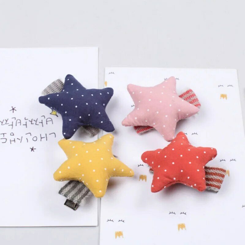 Pinzas para el pelo de Color caramelo de tela para niños, accesorios para el cabello, horquillas con estrellas de cinco puntas