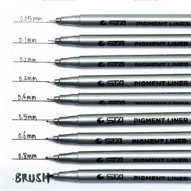 Sta caneta para esboço impermeável, caneta de ponta fina para desenho à prova d'água para esboço, suprimentos para arte de manga, desenho cômico