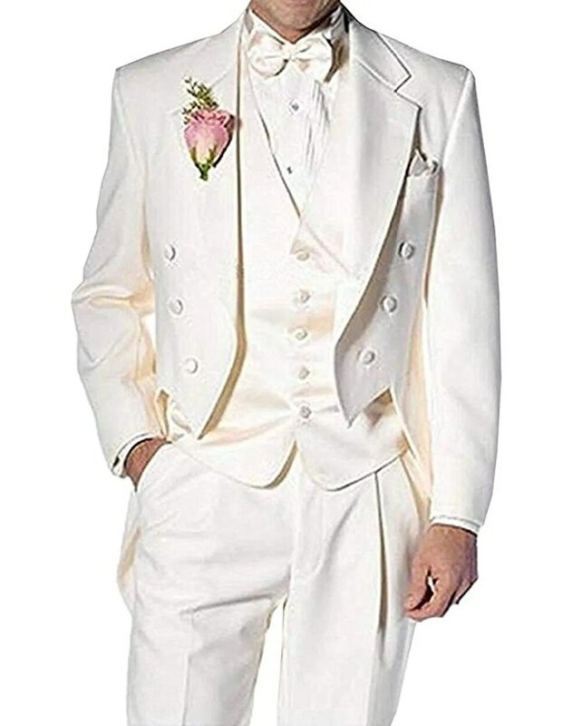 Pria Perapi 3 Piece Formal Tuxedo Pengantin Pria Jaket Jas Rompi dan Celana Set Suit