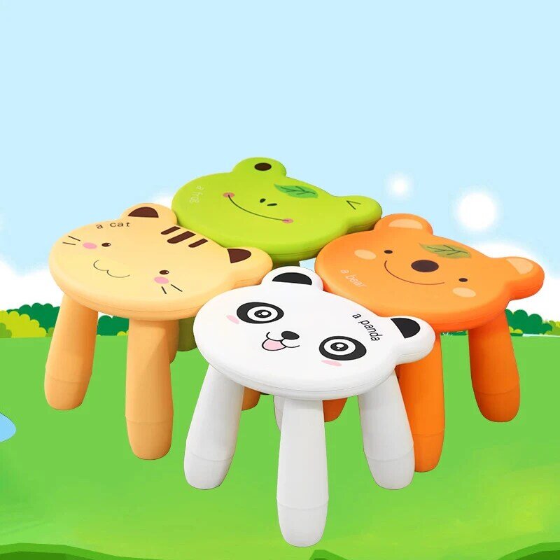 Cartoon plastic stool children's home small bench thickening kindergarten baby stool assembly adult shoes bench cat frog panda