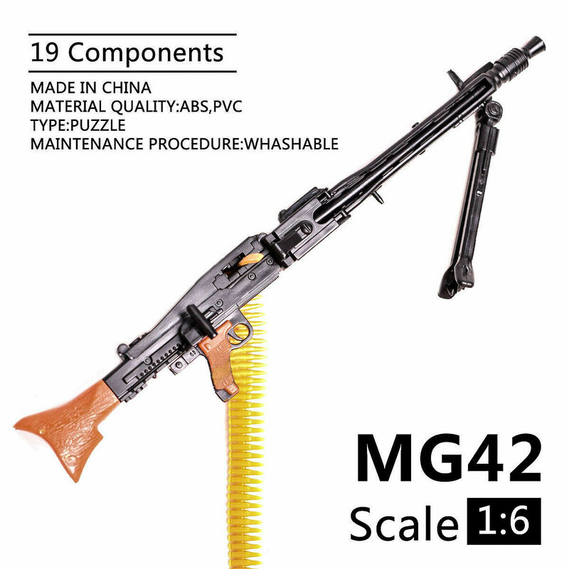 1/6 Skala MG42 Pistol Mainan Model Perakitan Teka-teki Bangunan Batu Bata Senapan Tentara Senapan Mesin Fit 12 "Action Figure