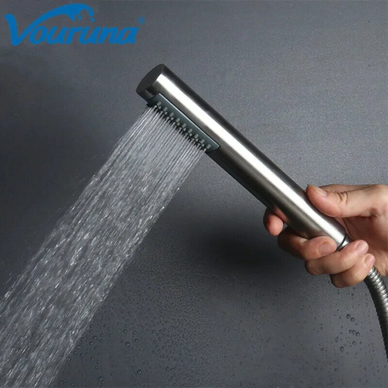 VOURUNA Bathroom 304 SUS Hand Shower Head Single Function Handheld Sprayer Brushed Nickel Stainless Steel