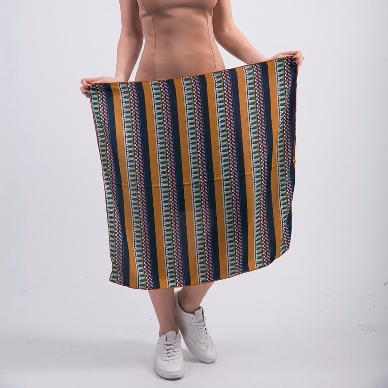 Jinjin.QC 2019 New Fashion Silk Scarf Women Chiffon Shawls and Scarves Geometrical Print Different Pattern Square Echarpe Femme
