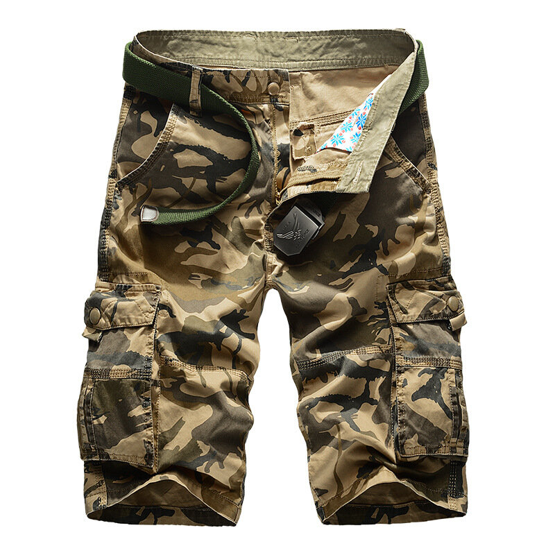 Shorts masculinos casuais de camuflagem, shorts masculinos soltos para trabalho, calças curtas militares, plus size 29-44, novo, 2022