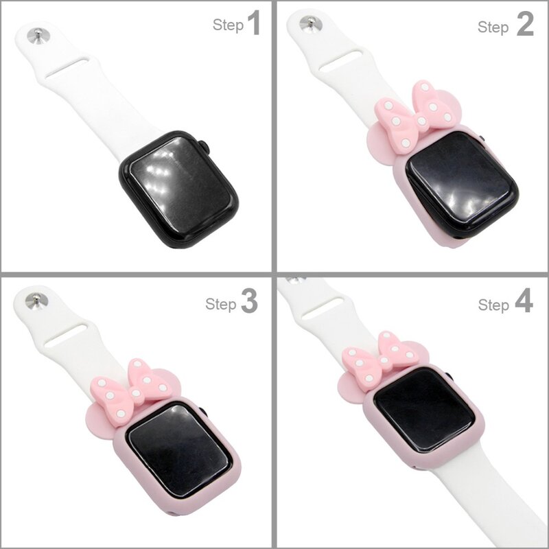 YUKIRIN mignon Minnie Mickey point coque en silicone pour Apple Watch série 4 3 2 1 bracelet en cuir pour iWatch 38 42 40 44mm enfant fille