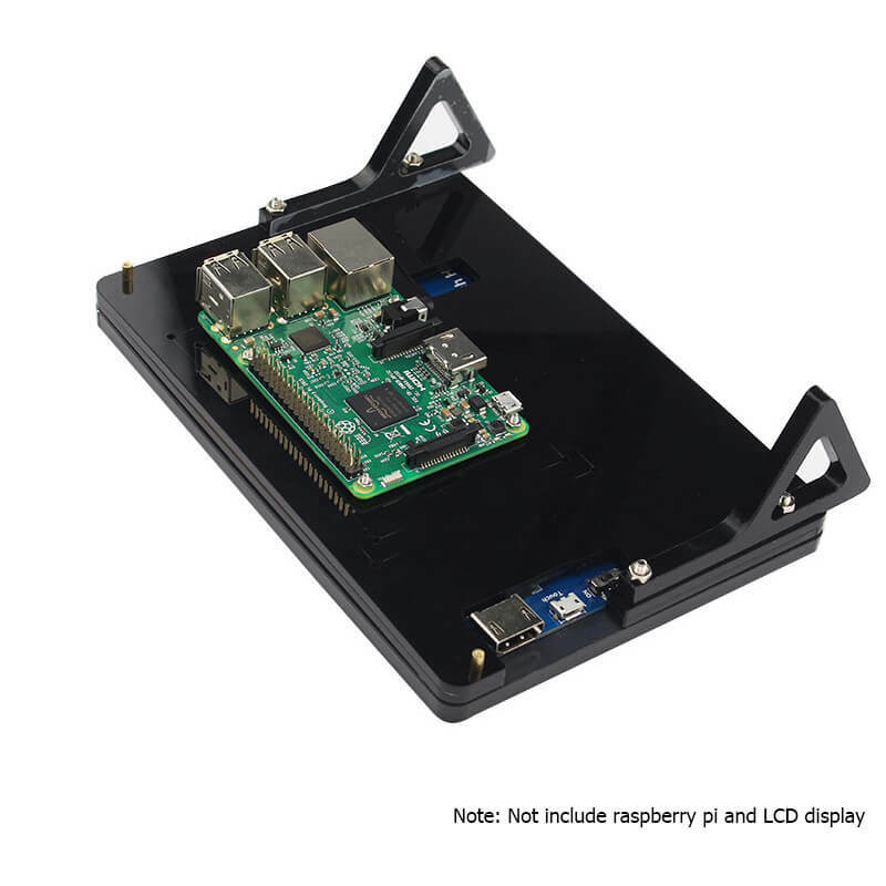 Elecrow-funda LCD de 7 pulgadas para Raspberry Pi, soporte para Monitor, carcasa acrílica, color negro