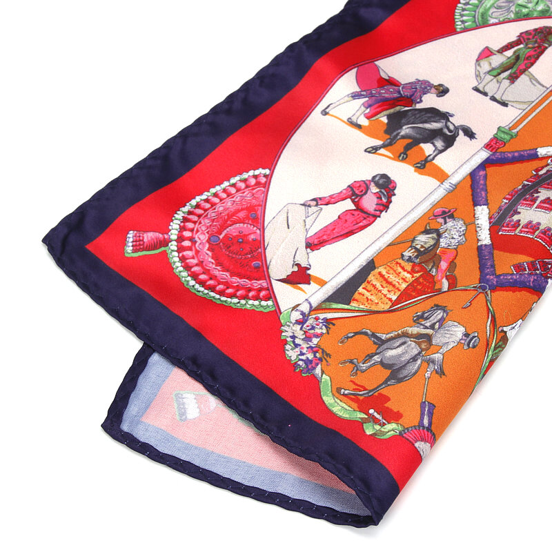 Носовой платок Шелковый мужской, с винтажным принтом, 24 х24 см, брендовый шейный платок, деловой носовой платок, полотенце для сундуков