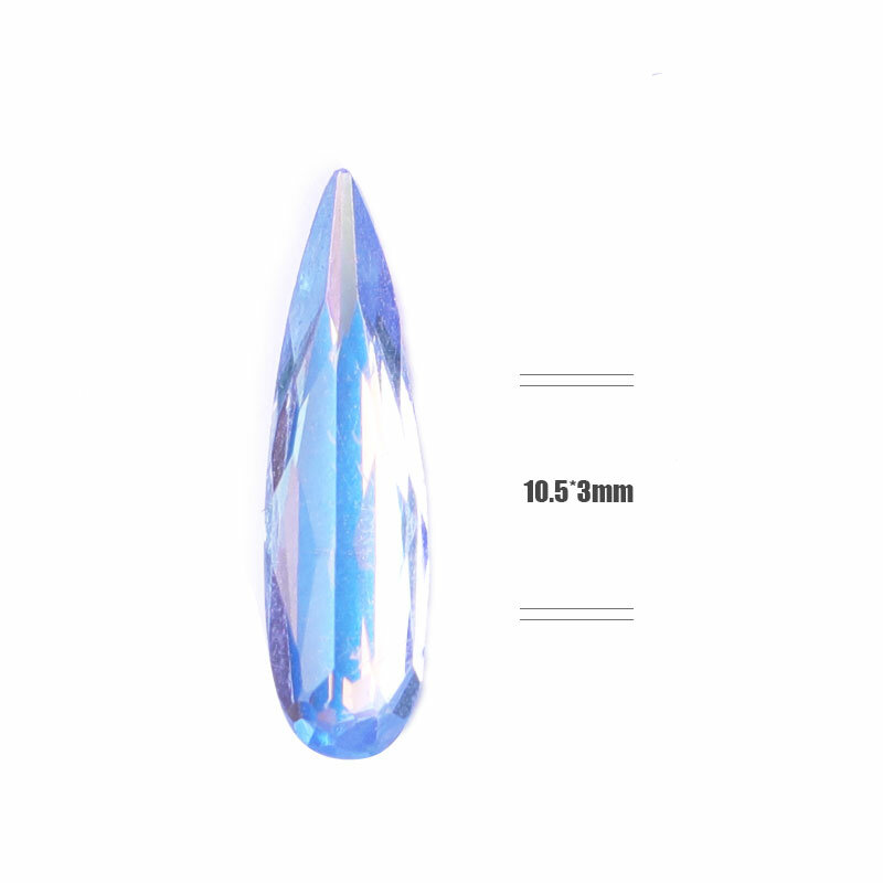 Diamantes de imitación de Cristal AB para uñas, 10 piezas, abalorios largos en forma de gota de agua, piedras 3D, decoraciones de Arte de uñas, accesorios de manicura