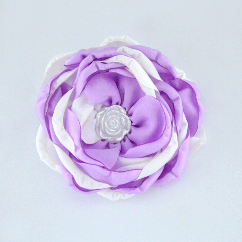 Yundfly 12pcs/lot 3.6" Two-tone Burning Flowers for Baby Adult Headband Clips Pearl Rose Flower Diy Kids Girls Hair Accessories