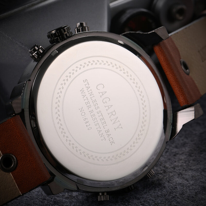 Reloj de pulsera de cuarzo para hombre, cronógrafo de 52MM, resistente al agua, doble horario, militar, con clase