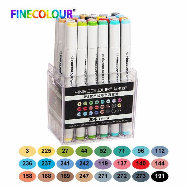 Finecolor – ensemble de stylos marqueurs à encre à base d'alcool pour croquis, Manga, fournitures d'art pour dessin, 24/36
