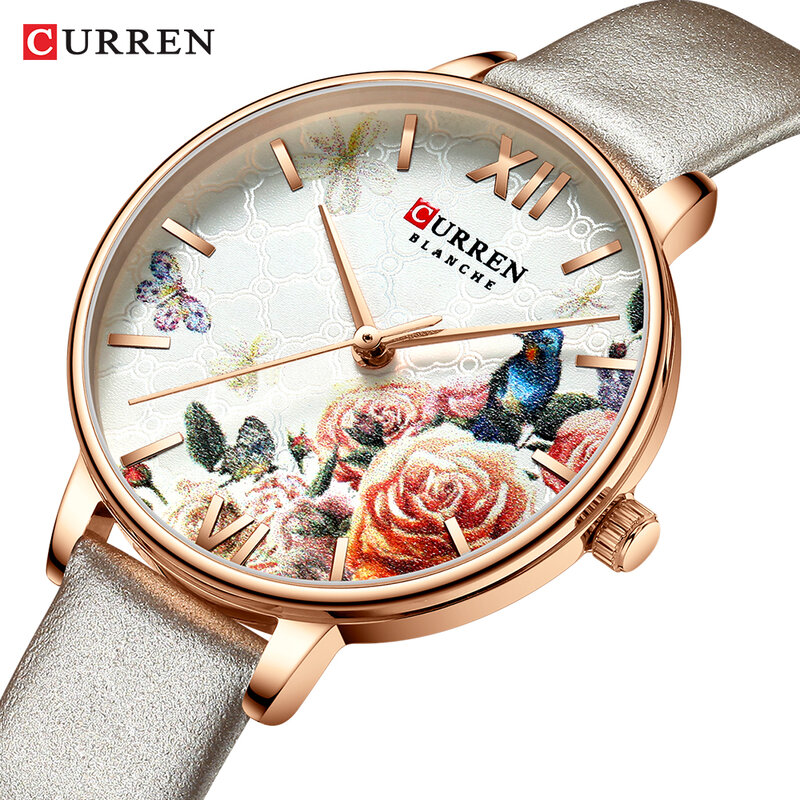 CURREN 여성 시계, 새로운 패션 디자인 여성 시계, 캐주얼 여성 쿼츠 손목 시계, 전체 스틸, 소녀 시계, 여성 시계