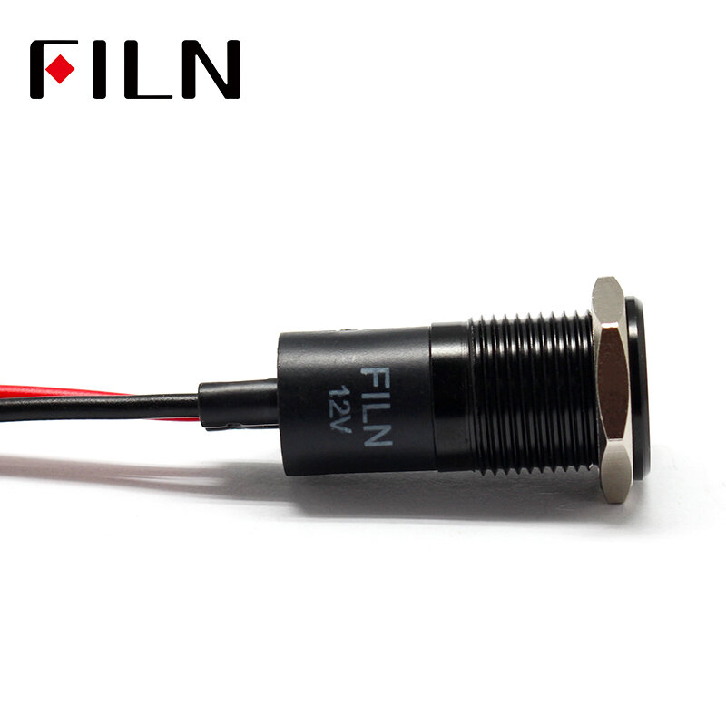 FILN-luz indicadora led para salpicadero de coche, 14mm, símbolo de temperatura del agua, rojo, amarillo, blanco, azul, verde, 12v, con cable de 20cm