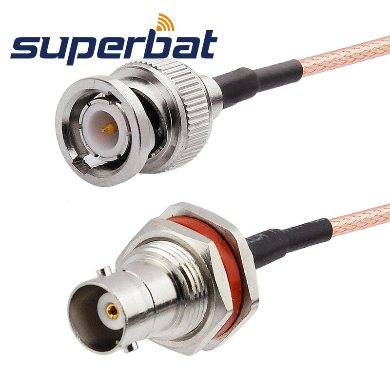 Superbat BNC Male to BNC Female nut Bulkhead Crimp RF Coaxial Cable for RG316 15cm Pigtail Cable Wifi