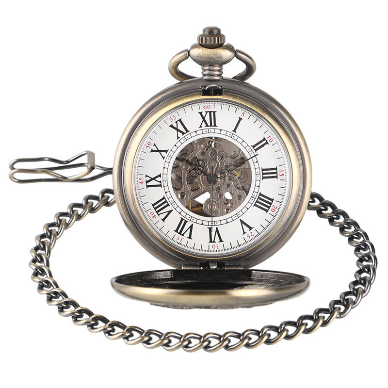 Reloj de bolsillo mecánico para hombre, pulsera con diseño de Kylin hueco, bronce y cobre, de lujo