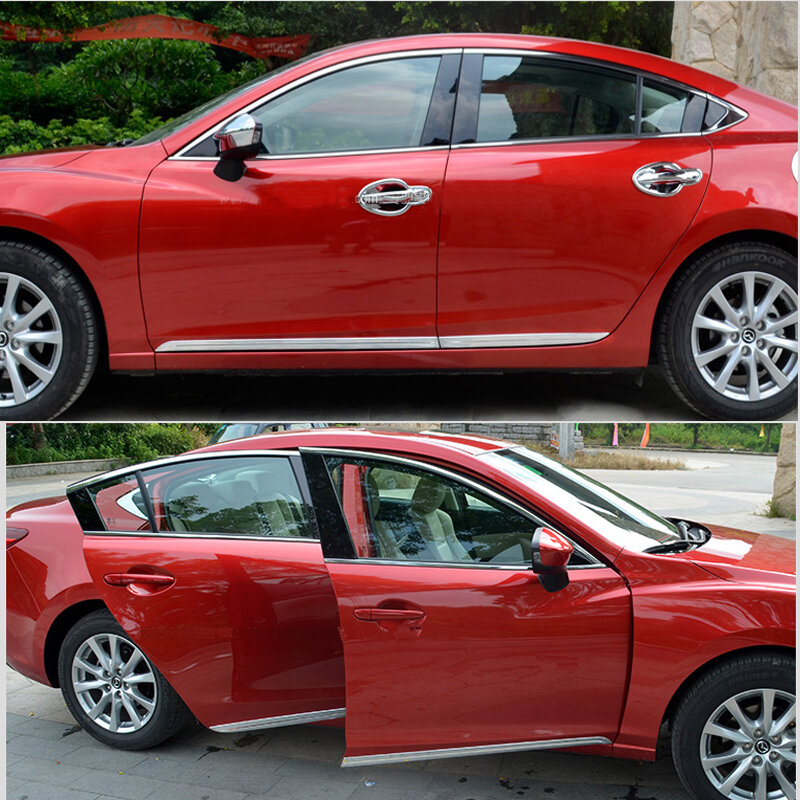 Garniture de moulage latéral de porte de voiture en acier inoxydable chromé, accessoires de style de voiture pour Mazda 6, M6, Atenza, 2015-2017