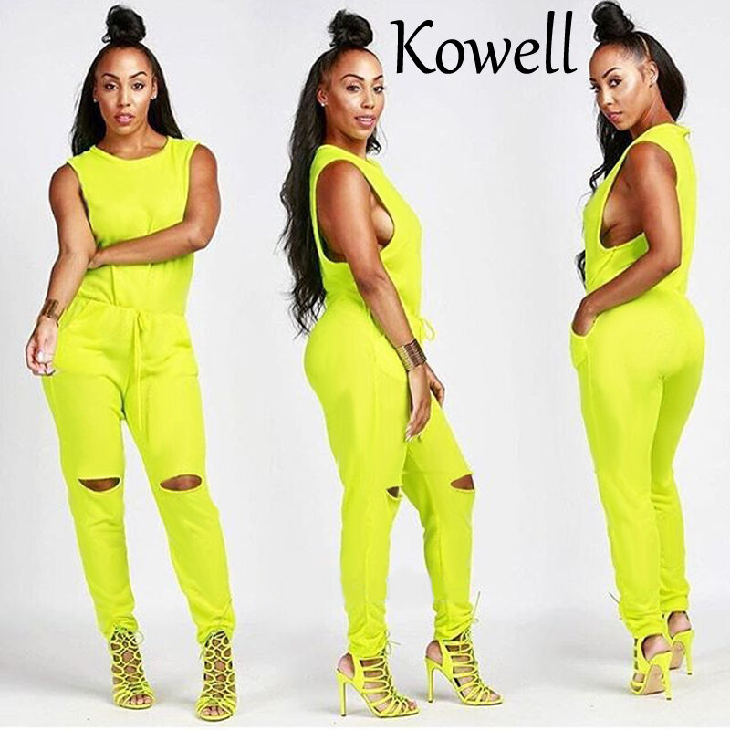 Kowell – combinaison Sexy pour femme, combinaison ajourée, sans manches, avec cordon de serrage, nouvelle collection été 2019
