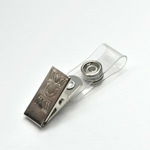 Pacote de 40 pçs de clipes de metal com alças de vinil transparentes/pressão para suporte de emblema de identificação