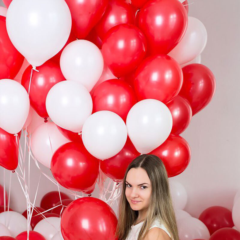 25 Stks/partij 10Inch Rood Wit Ronde Latex Ballonnen Verjaardagsfeestje Decoraties Volwassen Helium Ballon Bruiloft Dag Decor Levert Globo