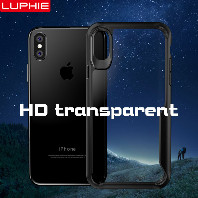 LUPHIE Shockproof Armor Case For iPhone 15 14 Plus 13 12 11 Pro XR 8 7 Plus Transparent Case For iPhone 12 XS Max Silicone Case