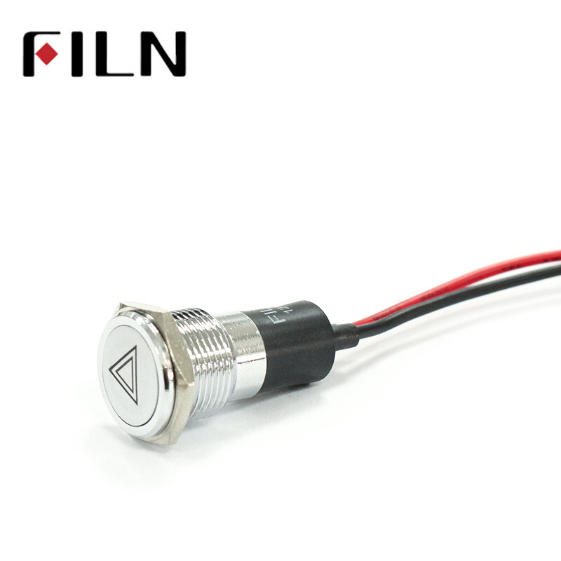 Traço LED indicador para carro, indicador de sinal, piloto Dash Light Light, Fl1M-16FW-C, 16mm, 12V