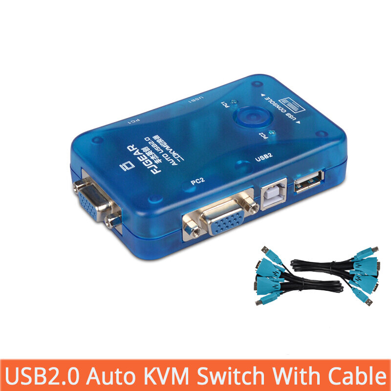 فاصل USB 2-Port VGA Auto Switch KVM ، وحدة تحكم Tastiera Mouse Fino a 1920*1440 Spedizione Gratuita مع كابل