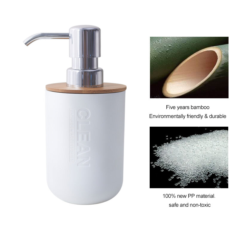 Dispensador de jabón líquido de madera de bambú, botella de champú, desinfectante para manos, botella de jabón de Gel de ducha, dispensador de jabón de manos