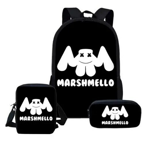 Impression 3d Marshmello sacs d'école pour garçons filles étudiant enfants école sac à dos cartable enfants livre sac mochila support costomze