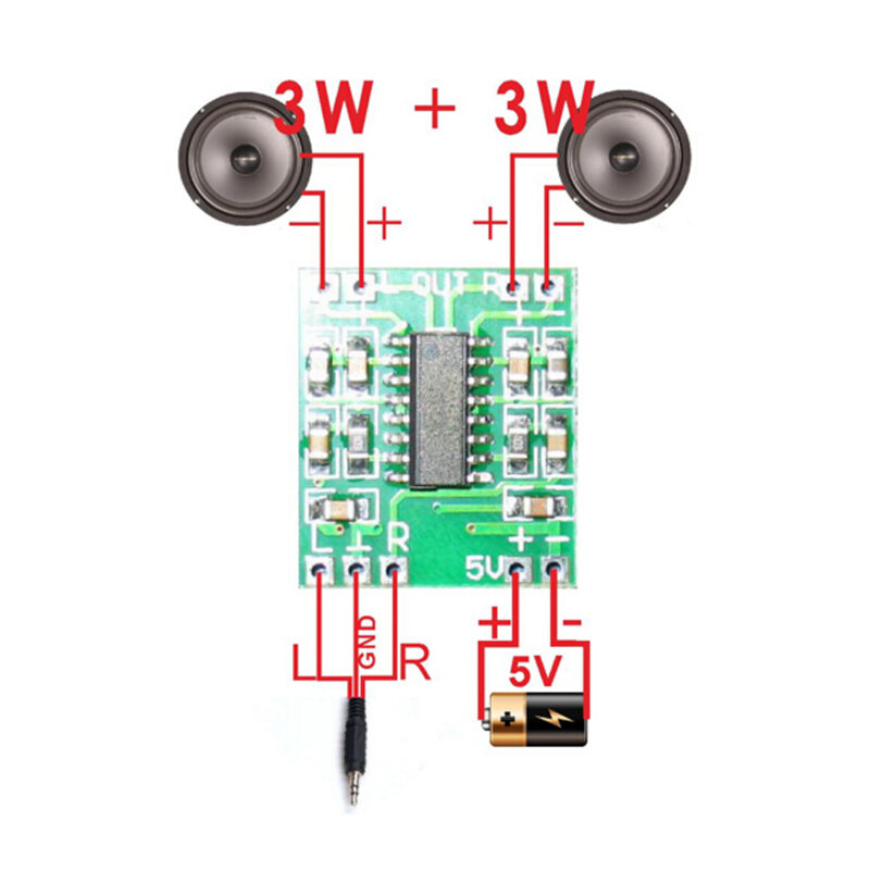Miniature Digital Power Amplifier Board 2*3 W Class D PAM8403 2.5 ~ 5 V USB Power Supply