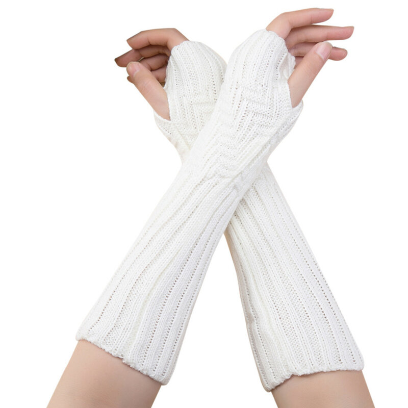 Новые женские теплые зимние перчатки вязание крючком теплые митенки перчатки без пальцев A6