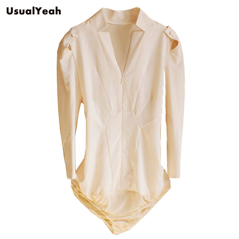 Blusa Sexy de gasa para mujer, camisa de cuerpo de tres cuartos con cuello en V, color blanco, rosa oscuro y albaricoque, S-XXL SY0127