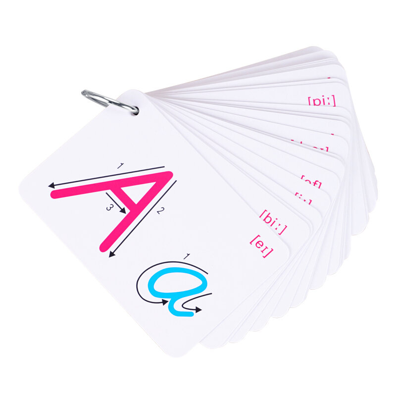 Juego de tarjetas del alfabeto inglés para niños, libro educativo para aprender inglés, 26 unids/set