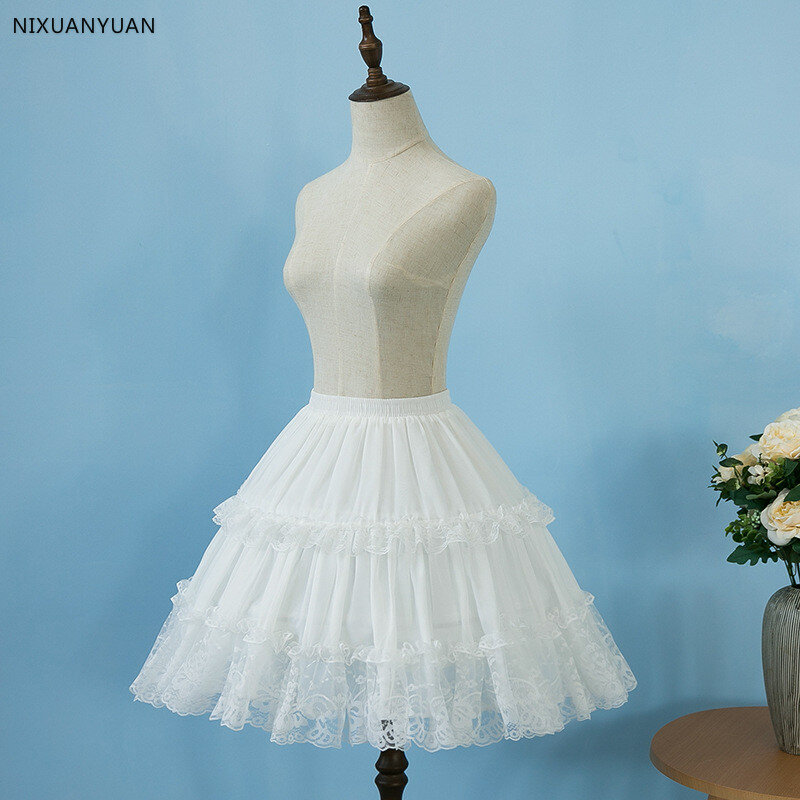 NIXUANYUAN – jupon Lolita en dentelle et mousseline de soie, jupon Cosplay sous-jupe pour femmes, accessoires de mariage noirs, 2021