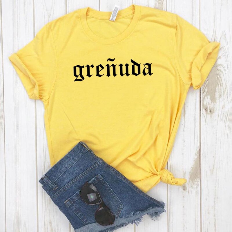 Grenuda informal-Camiseta de algodón para mujer, camiseta divertida para mujer, camiseta Hipster Ins, envío directo, NA-123