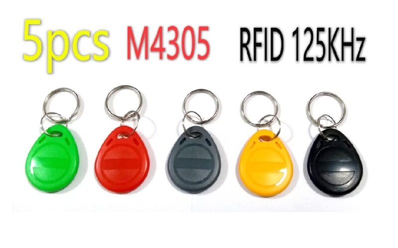 5 قطعة/الوحدة علامة rfid القرب em4305 keyfobs 125 كيلو هرتز حلقة رئيسية لإعادة نسخ بطاقة rfid