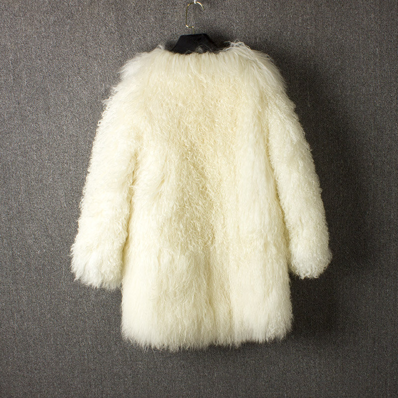 Abrigo de piel de oveja de Mongolia para mujer, abrigo de piel 100% natural, abrigos de piel real de china para mujer, abrigo de invierno