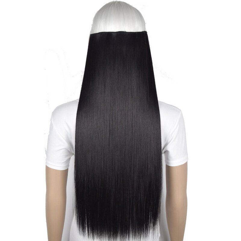 TOPREETY Synthetic Heat Resistant Fiber Silky Straight 5 clips on clip in hair Extensions 5006