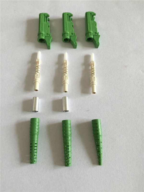 E2000 Fiber Connector Kit com virola, UPC, APC, Made in China, FTth Acessórios, Metal Shutter Factory, ELINK, 1.0mm, 100pcs