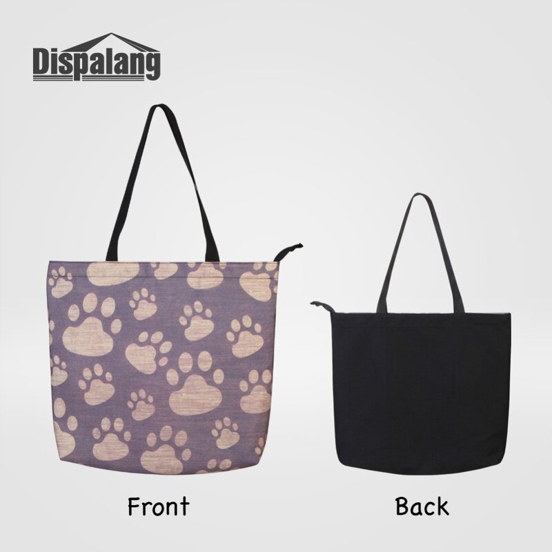 Dispalang Eco Reusable Handbags Shopping Bags Cute Peacock Butterfly Animals Printing Travel Shopping Tote Grocery Bag For Women